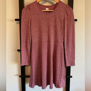 Maroon Glittery Long Sleeve Dress